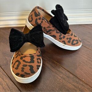 Janie and Jack size 8 toddler girl shoes leopard print felt bow